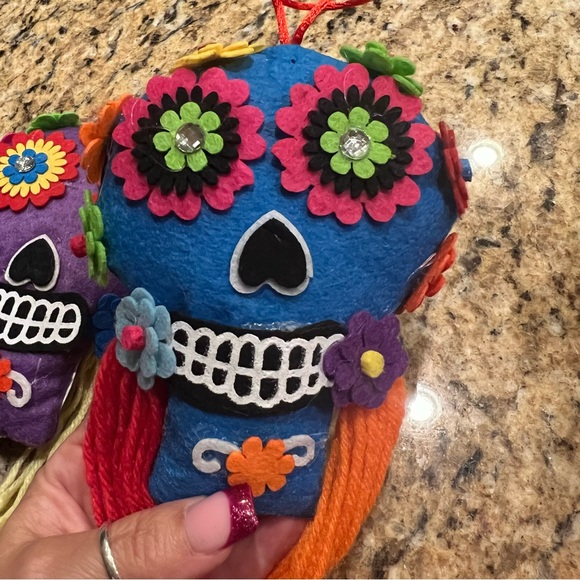 Sugar skull hanging decorations. Set of 4. Day of the Dead - Picture 5 of 10